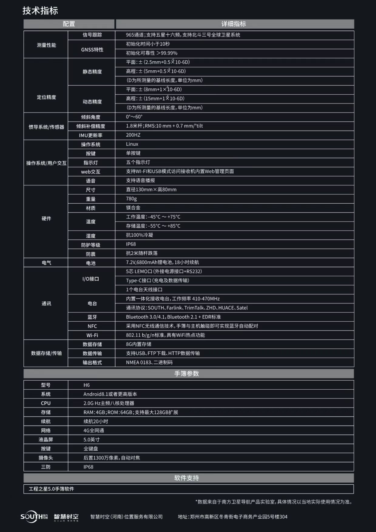 南方漫步測(cè)地型GNSS接收機(jī)技術(shù)參數(shù)